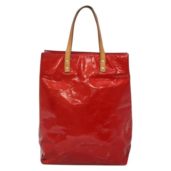 LOUIS VUITTON Monogram Vernis Reade MM Hand Bag Red Rouge - Picture 2 of 14